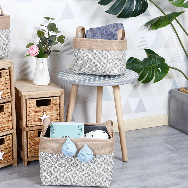 Home Organization Rectangular Collapsible Dirty Clothes Fabric Basket With Handle