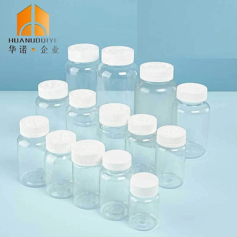PET Straight Wide Mouth Plastic Pharmaceutical Capsule Pill Medicine Vitamin Supplement Clear Bottle Container with Seal