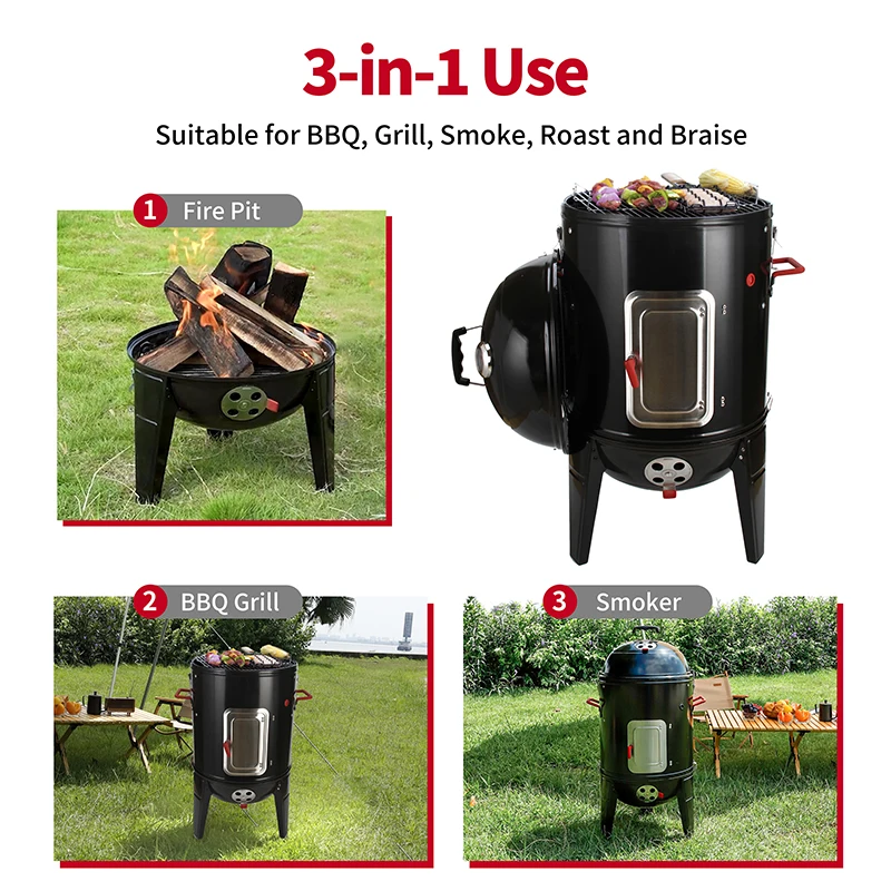 New year 2024 new items Vertical commercial grill smoker carbon steel Barbecue grill outdoor smoker bbq