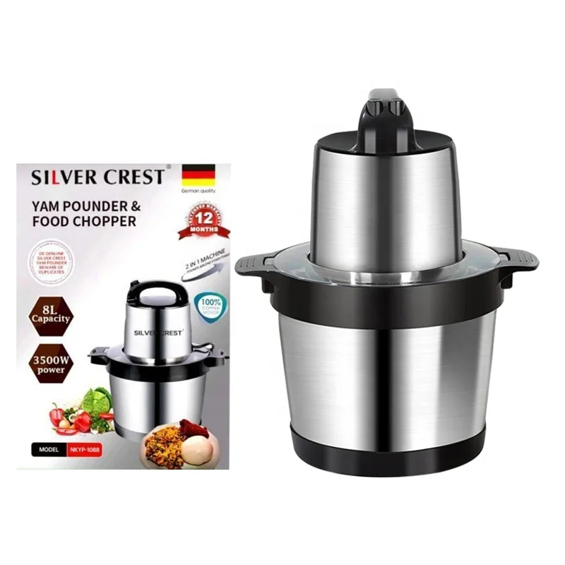 8L Серебряный Crest Yam pэхолот 3500 Вт многофункциональная пищевая машина мясорубка из нержавеющей стали