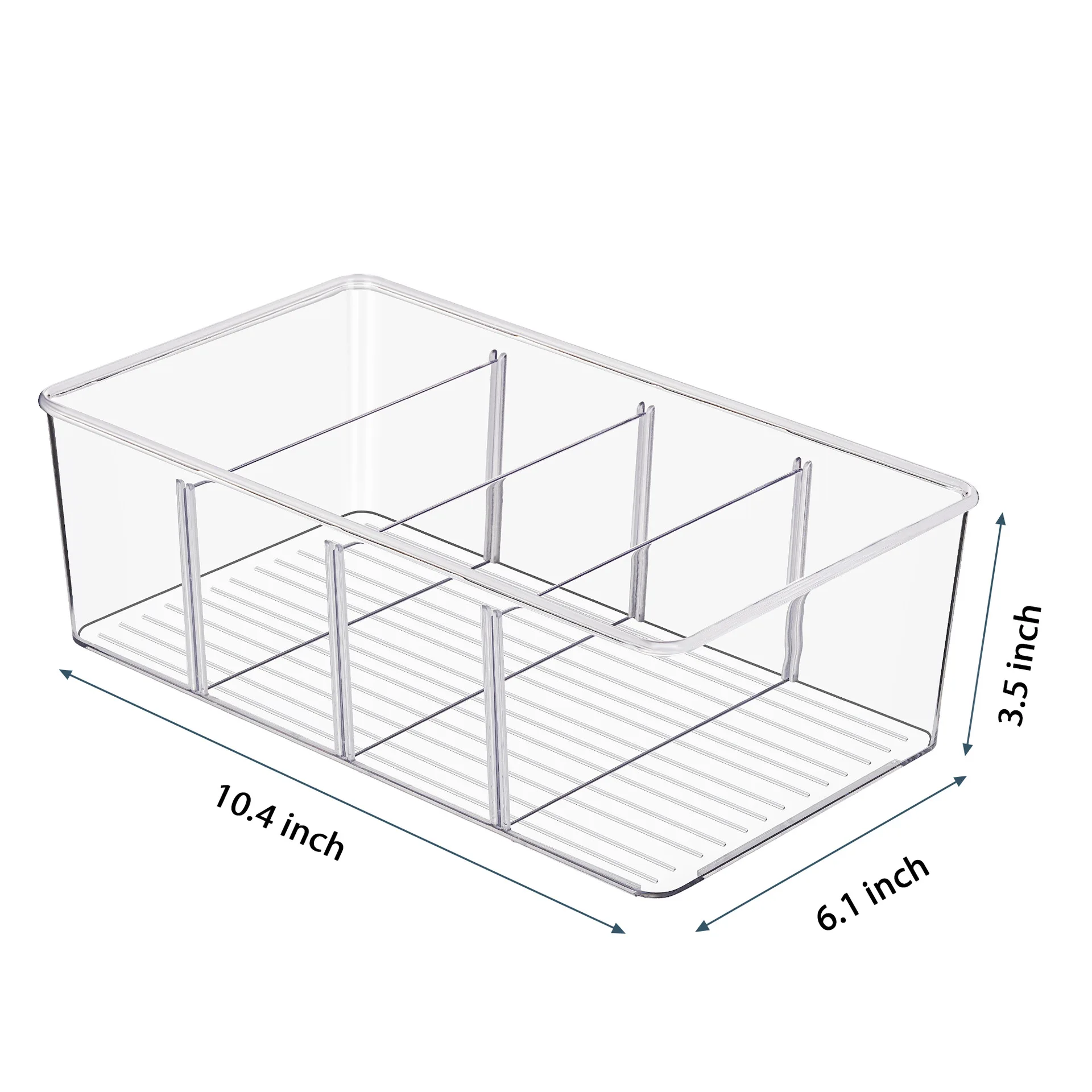 Plastic Food Storage Organizer Bins Divided Compartment Holder for Snacks Stackable Fridge Organizers for Freezer