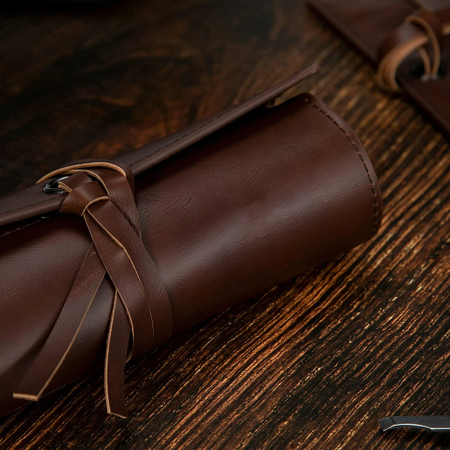 PU Leather EDC Roll-Up Tool Bag for Pen Lovers Tech Multi-Pocket for Pens Handmade Pen Pouch