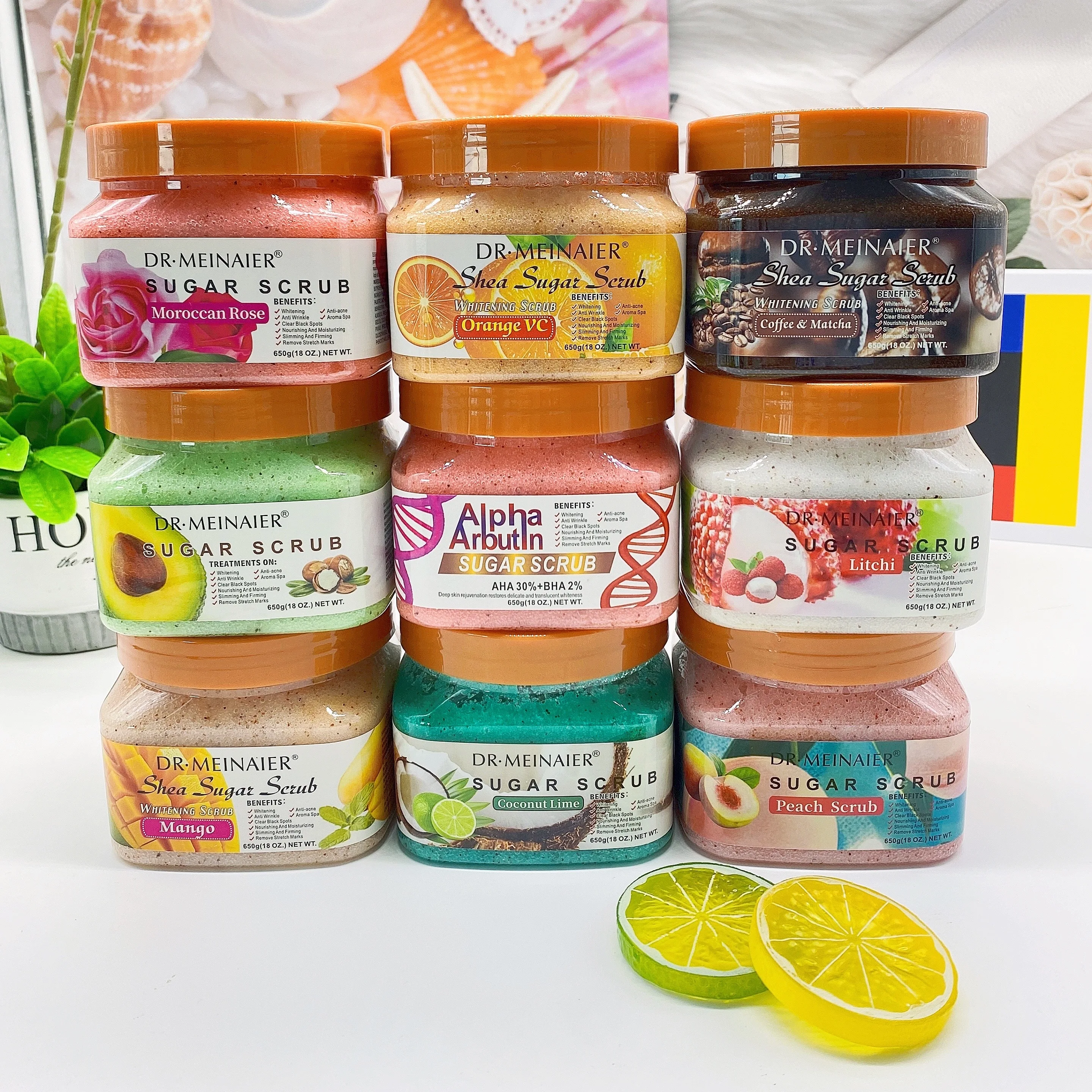 Private label Natural Sugar Scrub Shea Butter Hydrating Exfoliating Bath Salt Face Body Whitening Scrub