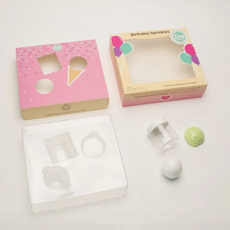 Die cut window soap retail packaging custom toy packaging bio degradable display gift box with clear window