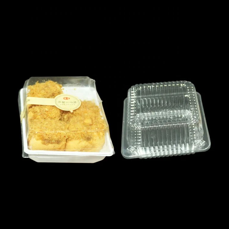 Custom Biodegradable Transparent Print Box Disposable Plastic Food Container with Stamping Embossing & Varnishing Blister Use