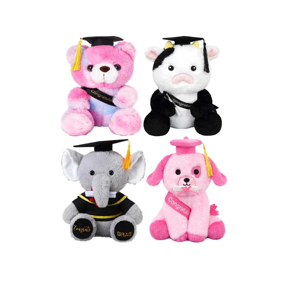 Congratulatory Gift Customized Graduation Plush Toys Bear Teddy Bear Graduational Dog Sloth Elephant Fox Dolls Wearing Cap Gown
