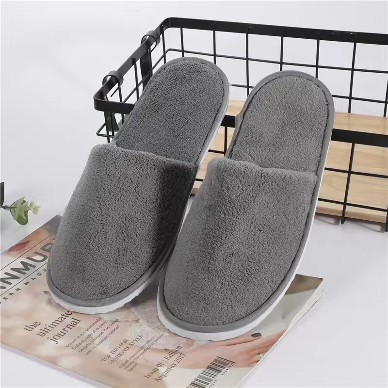 USA Summer Hotel Slipper Beige Coral Fleece Material Washable Disposable Close-Toe Design Wholesale Personalized Women Hot