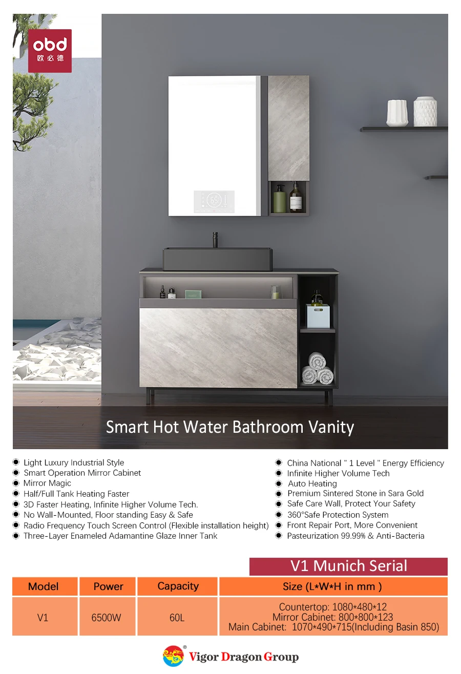 Wholesale V Series Smart Home Appliance Integrated Tank Electric Water Heater in Bathroom vanity