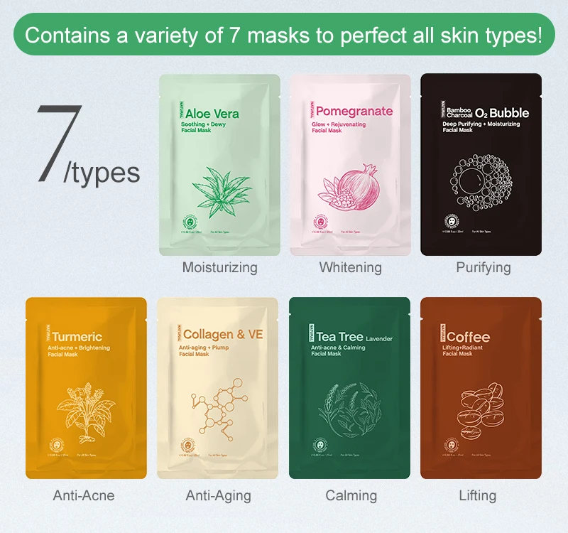 Fruit Face Mask Skin Care Organic Vitamin C Sheet Mask Form and Face Use 5 In 1 Moisturizing Korean Facial Mask
