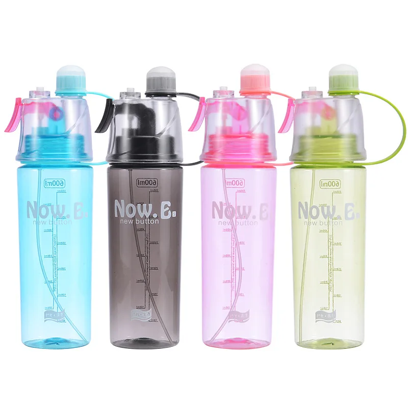 Seaygift  Leak Proof keep cold Self Cooling Sip and Mist Spray Plastic Sport Drinking Water Bottle mist spray bottle