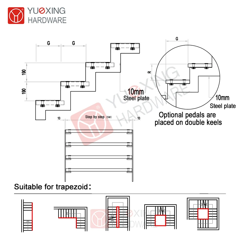 Customizable and durable switchback staircase for architects and designers wood marble glass steps zig zag straight stairs