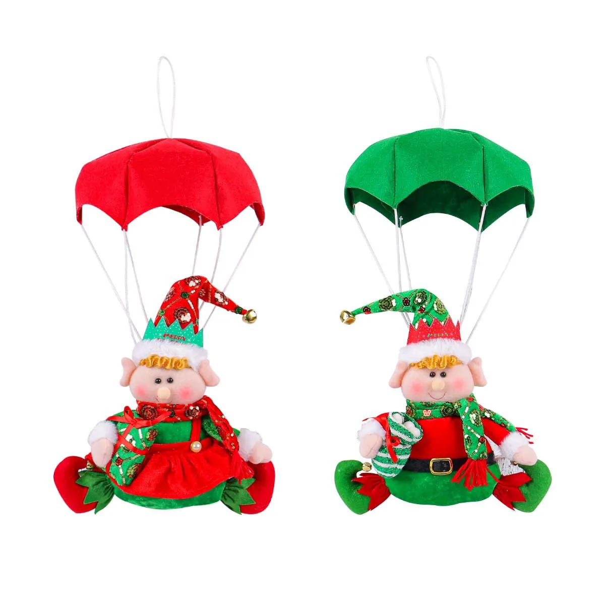 Linda New Christmas Parachute Doll Decoration Pendant Fabric Christmas Skydiving Window Christmas Tree Charm Gift