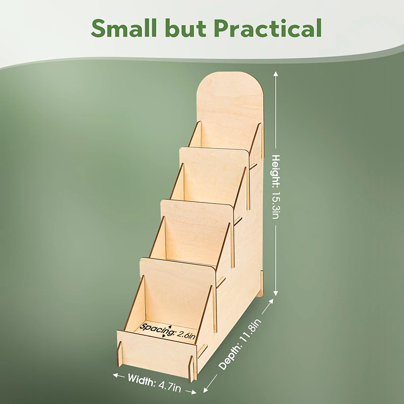 Greeting card display stand with three-layer wooden sticker display stand customizable storage rack