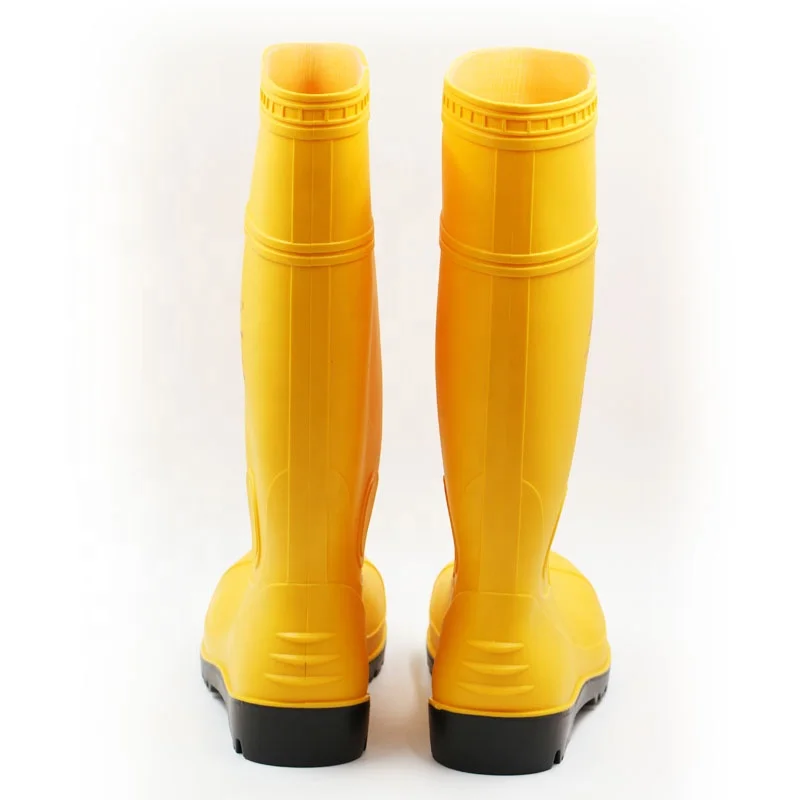 construction plastic protective rubber  for men working shoes  work yellow gumboot mining pvc rain safety industrial  boots