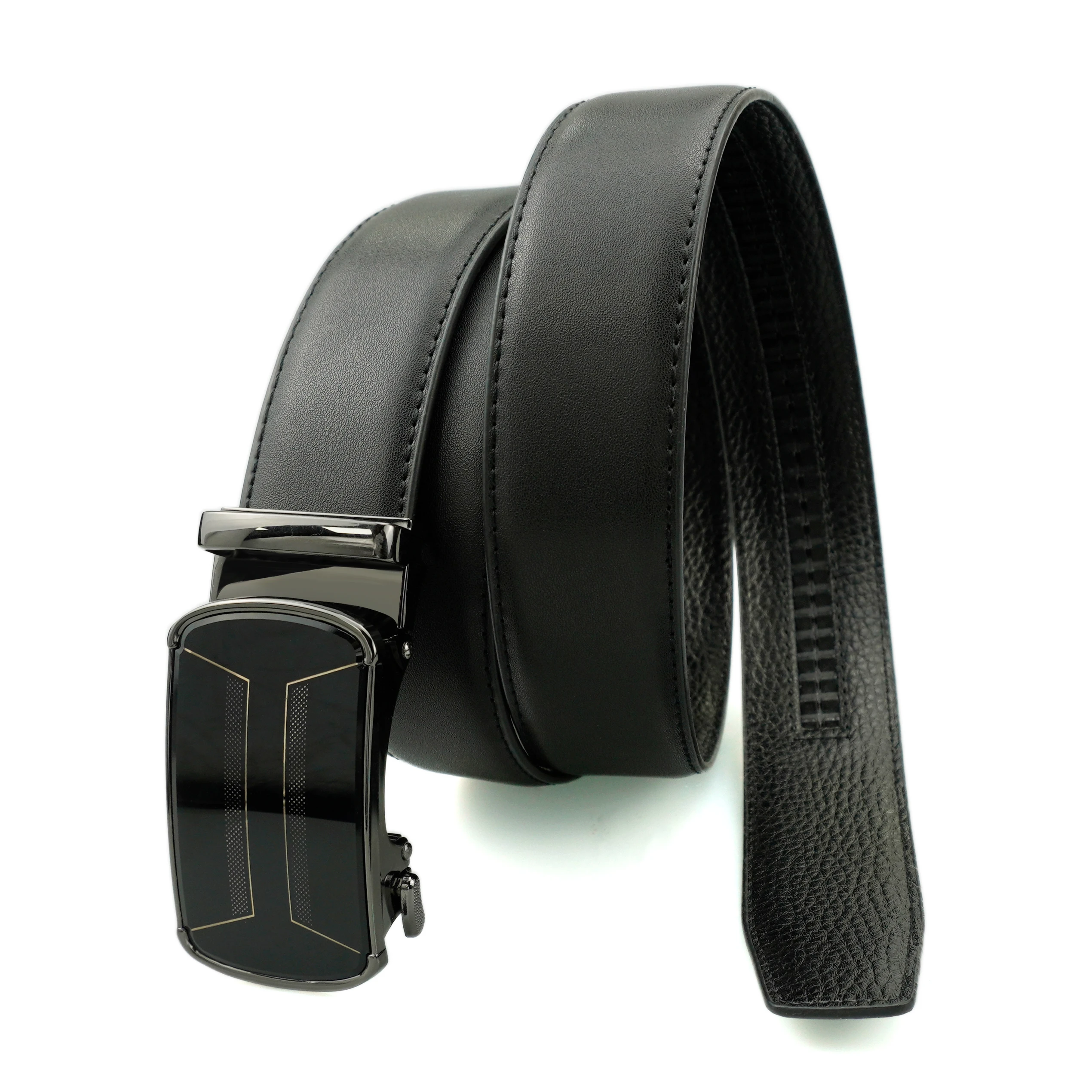 Fashion Business Custom Alloy Automatic Buckle Belts Leather Men Luxury Cow Hide Genuine Leather Belts
