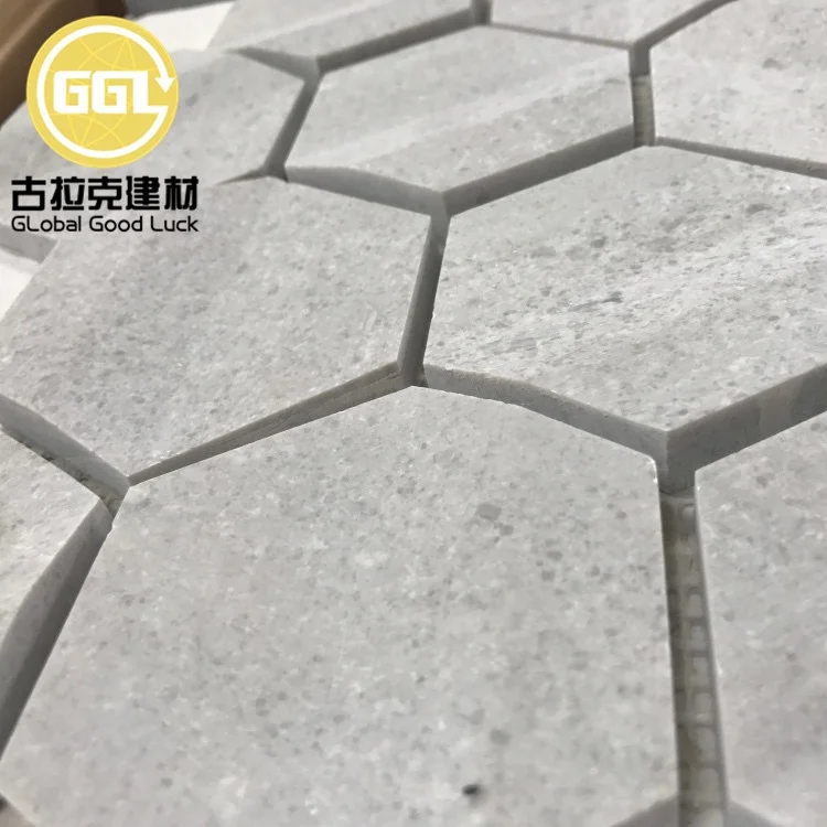 Matte Surface Grey Marble Nature Mosaic Tile Hexagon Stone for Floor Wall