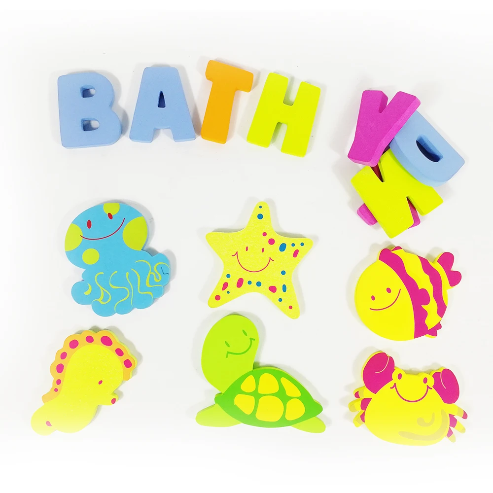 Amazon Hot Sale Animal Safety Non-toxic Educational Eva Small Alphabet Numbers Foam Bath Toys for Infant