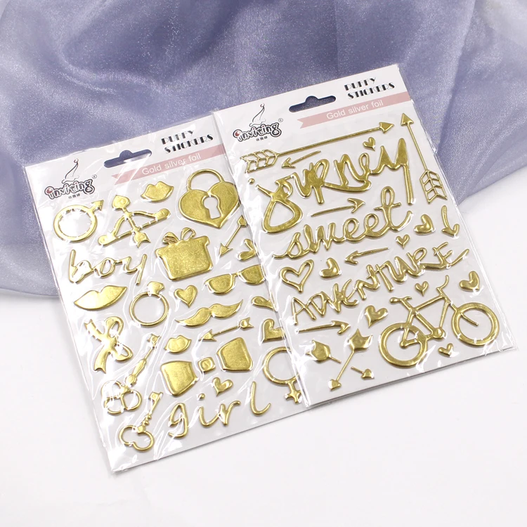 Gold foil 3D foam puffy letter Alphabet sticker for decorative scrapbook