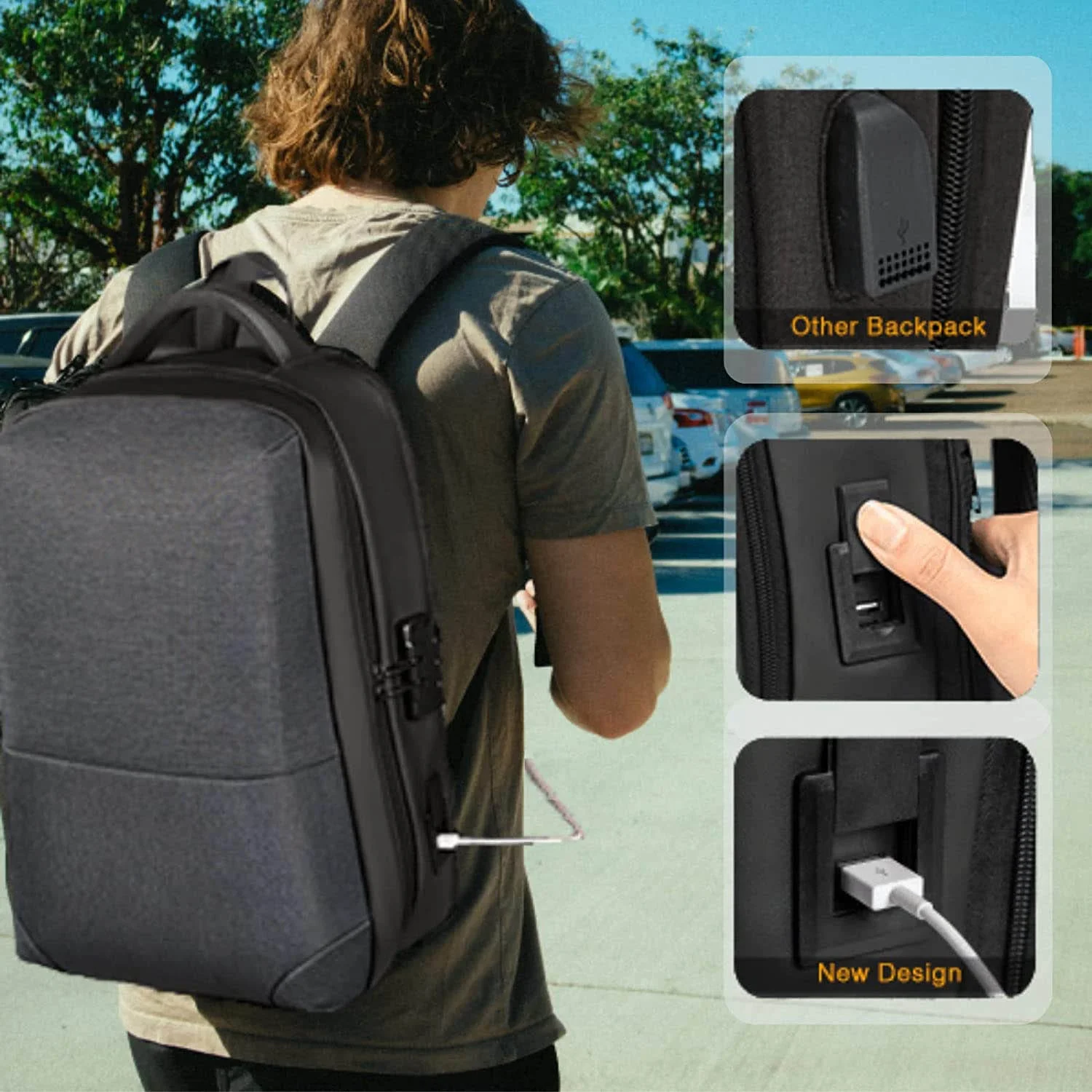 Made in China Wholesale Price Waterproof Expandable Business Computer Backpack with USB Charging Port and Lock for Men Women