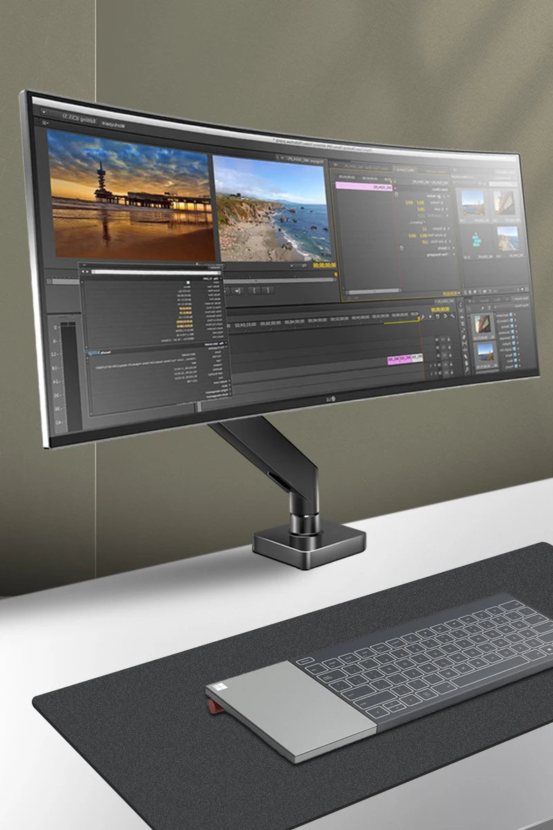 Hillport Computer  articulating arm CE Monitor Screen Arms Stand Metal Adjustable Desk Mounting Bracket Fit 17-49 inch