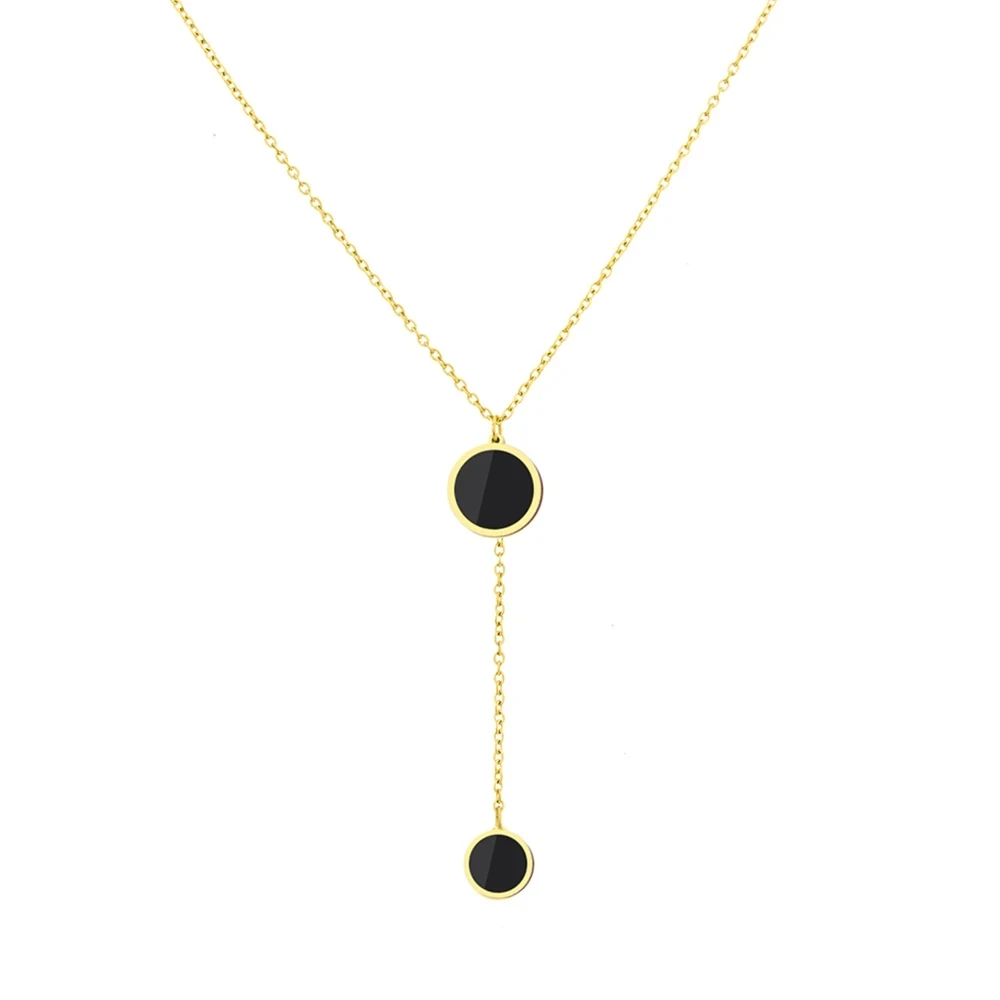 Stainless Steel Necklaces Round Minimalist Light Luxury Pendants Two Accessories Best Friend Necklace For Women Jewelry