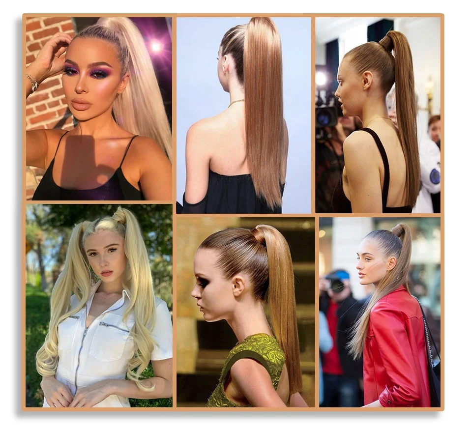 Long Curly Ponytail Natural hair extension Wrap On Clip Hair Ponytail Extensions for Women Blonde Black Horse Tail Synthetic
