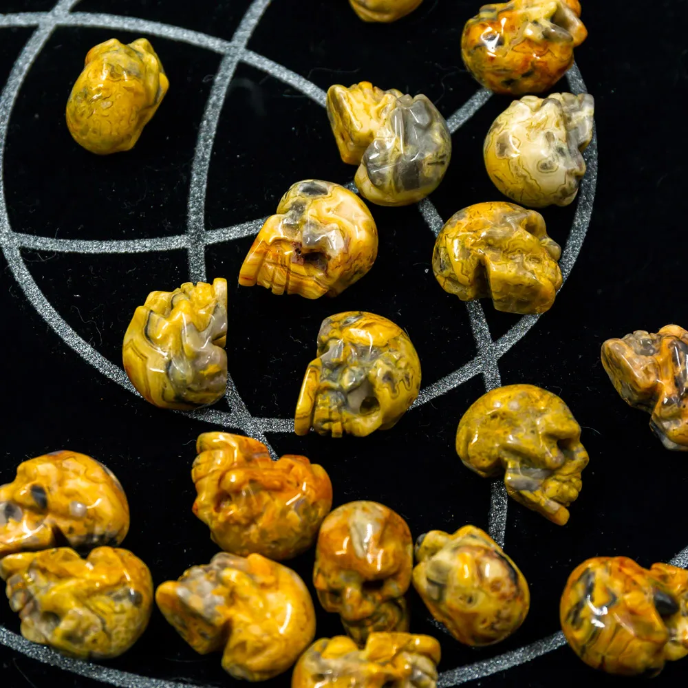 Wholesale Nature Gemstone about 1 inch Crazy Lace Agate Mini Crystal Skulls For Feng Shui