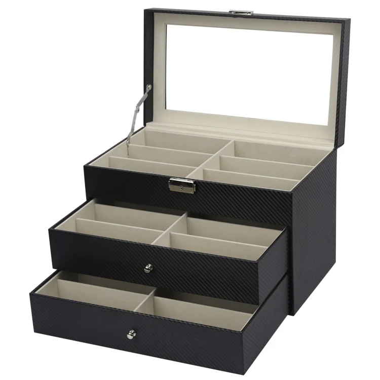 3 Layer 18 Slots Eyeglass Sunglass Storage Watch Box Eyewear Accessories Display Glasses Storage Case Organizer