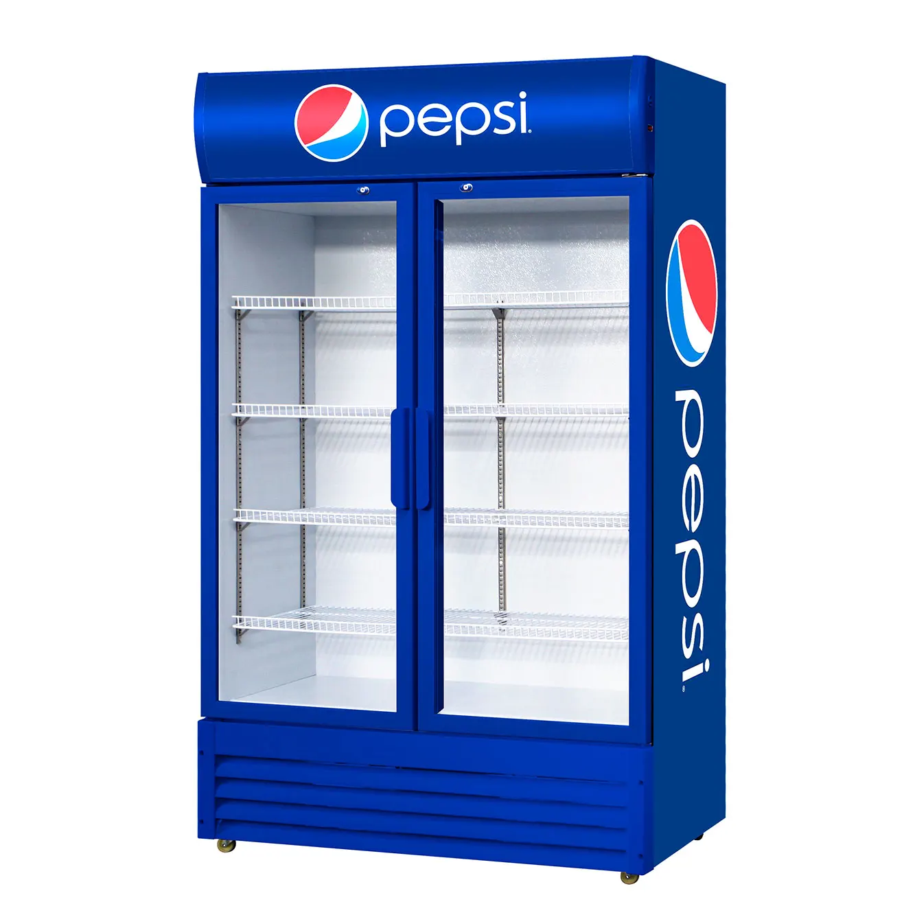 Морозильная камера с вертикальной стеклянной дверью, морозильная камера Pepsi, холодильник для супермаркета, охладитель напитков с колесиком, коммерческий дисплей, холодильник