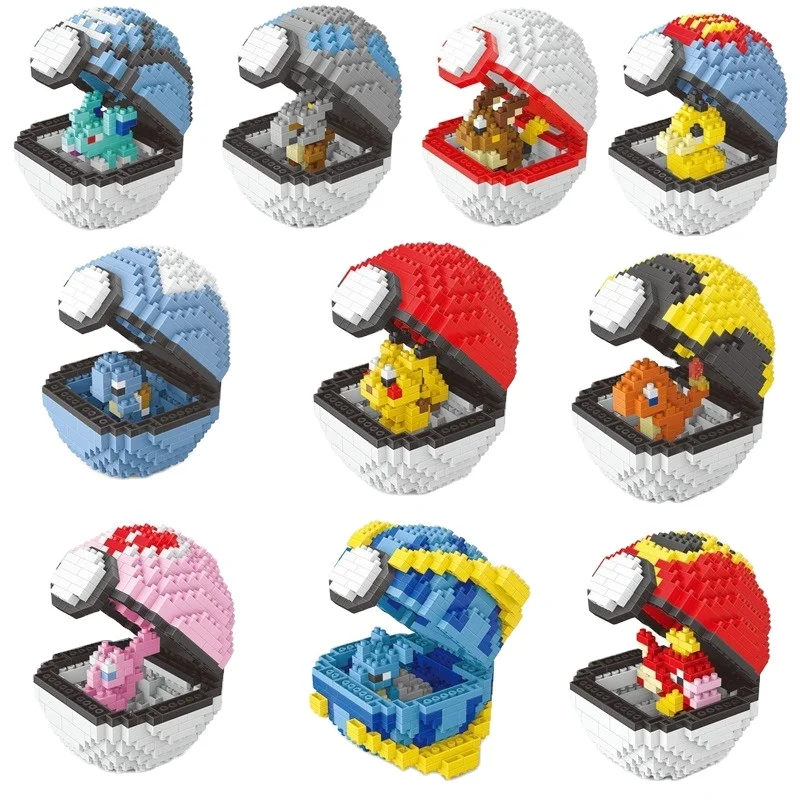 Hot Sale Pokemoner Building Blocks Cartoon Anime Character Model Creative Ball Abs 3d Blocks Game Toys For Kids