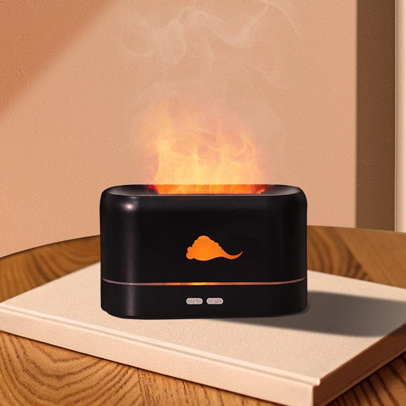 Custom 3 Colors 3D Virtual Fire Ultrasonic Cool Mist Flame Air Humidifier Essential Oil Flame Aroma Diffuser