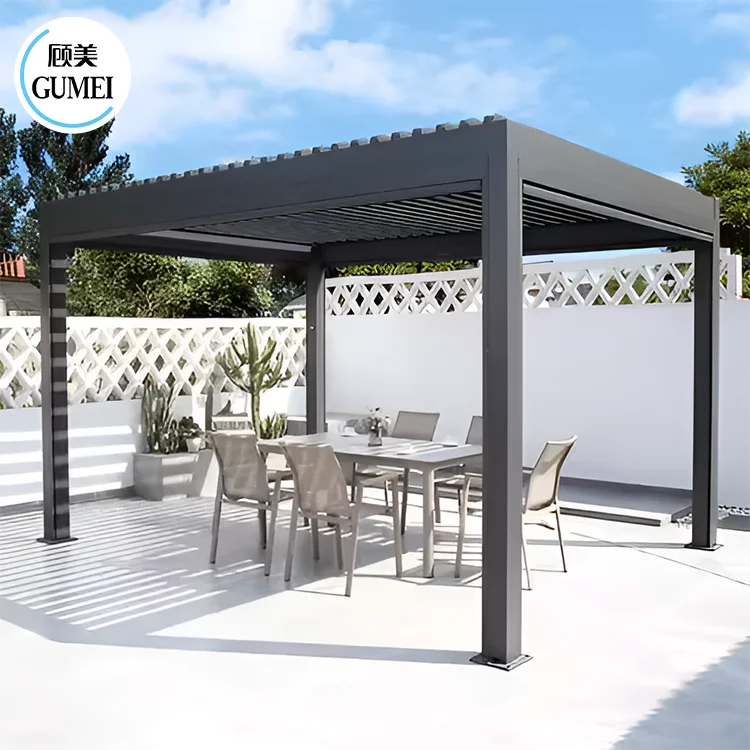 Customized Waterproof Louver Roof Electric Gazebo Garden Aluminium Pergola