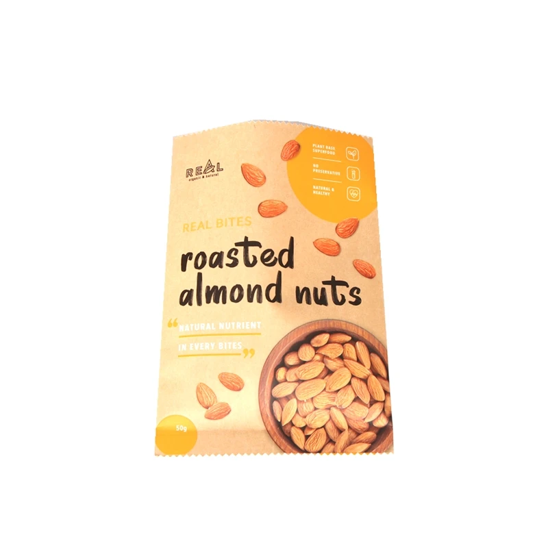 
Snack Nuts Packaging Plastic Bags for Roasted Almond Nuts Biodegradable Custom Logo Printed Zipper Packaging Bags with Tear 