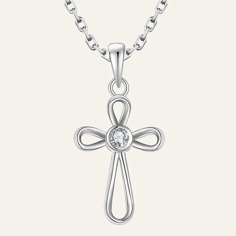 Factory Custom Sterling Silver 925 Diamond Cross 925 Sterling Silver Cross Pendant Cross Minimalist Necklace Sterling Silver 925