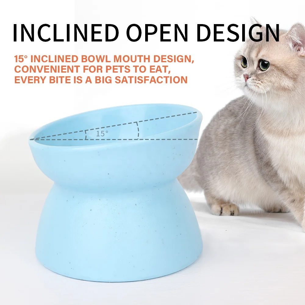 Factory Wholesale Color Box Packaging 15 Degree Tilted Pet Drinking Bowl Raised Cat Food Bowl