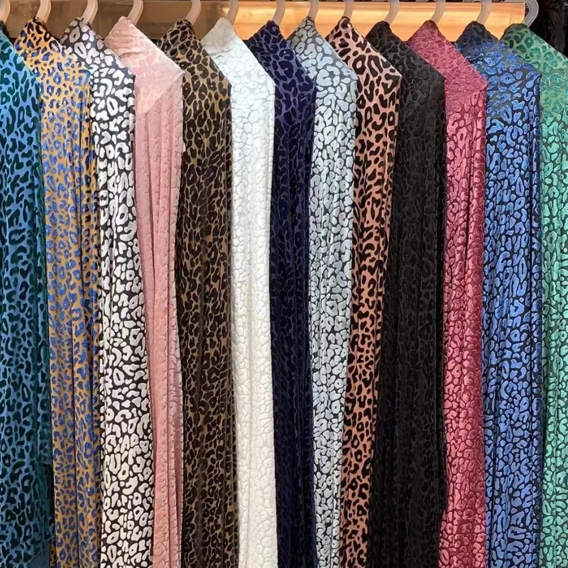 wholesale knitted leopard pattern burnout velvet fabric high elastic fabric for dress