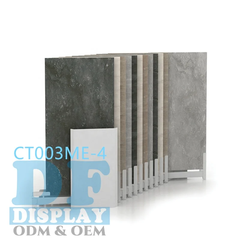 Tile push pull stone display ceramic tile display rack slide panel stand floor standing custom tile display rack