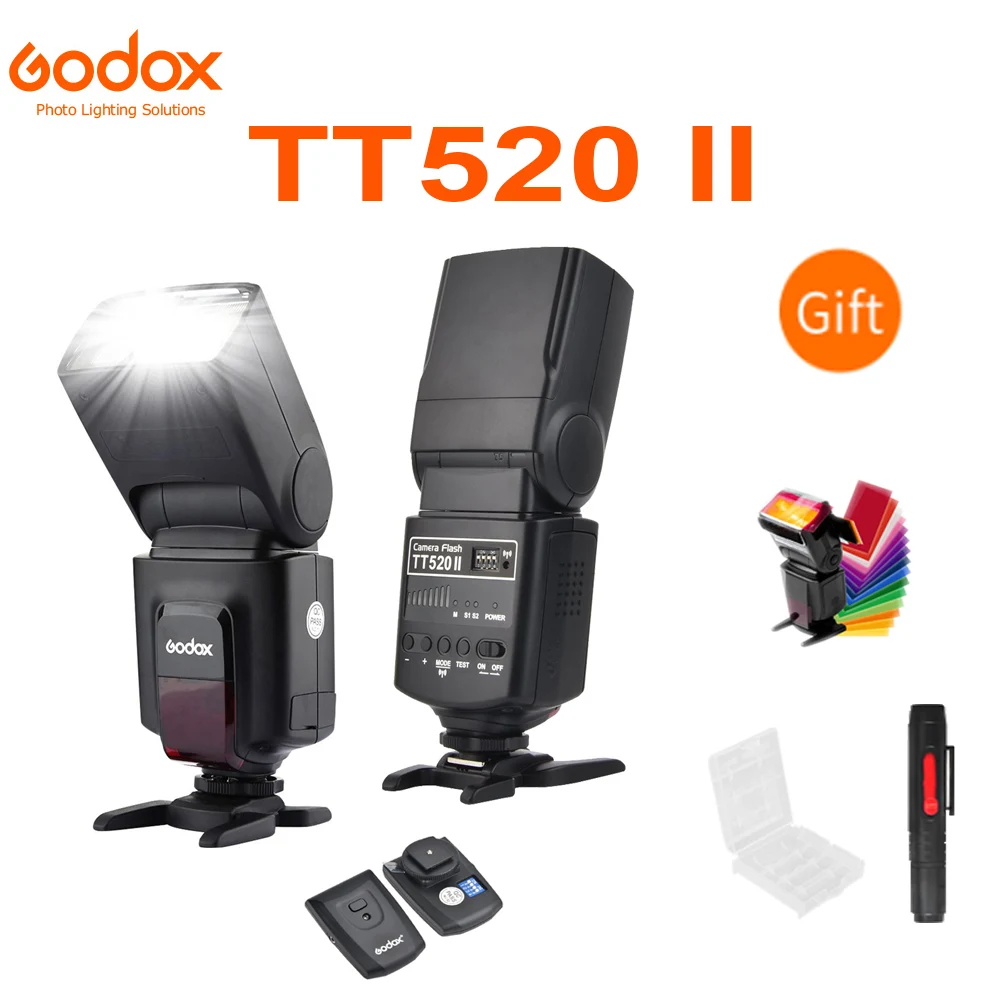 Вспышка для камеры Godox Thinklite TT520II со встроенным беспроводным сигналом 433 МГц цифровых зеркальных камер Canon Nikon Pentax Sony Fuji