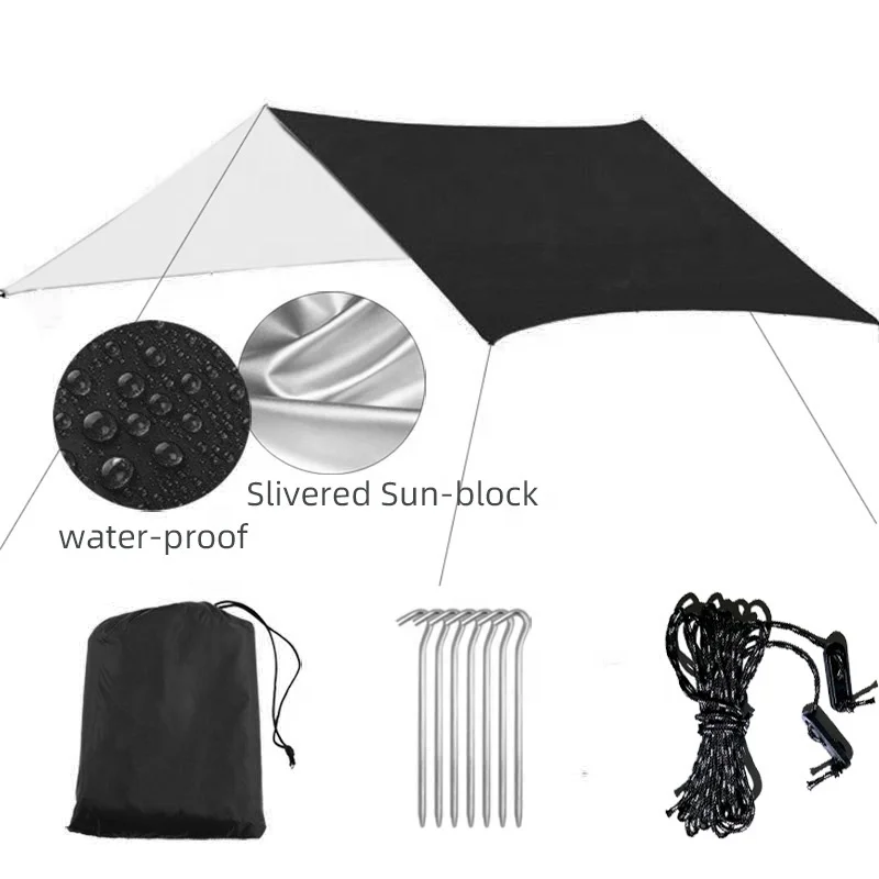 Wholesale 3*3M Square Outdoor Camping Waterproof Hammock Rain Fly Tent Tarp for Tourism Hiking Beach --