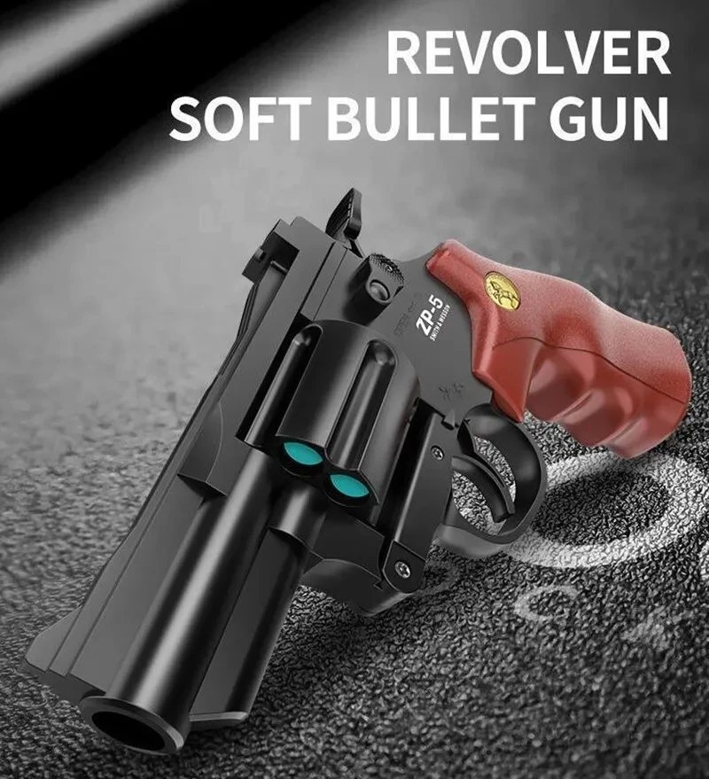 ZP5 Soft Bullet Revolver Pistol Toys Manual Shell Ejection Launcher EVA Bullets Gun Airsoft Shotgun Pistol for Kids Gift 2040