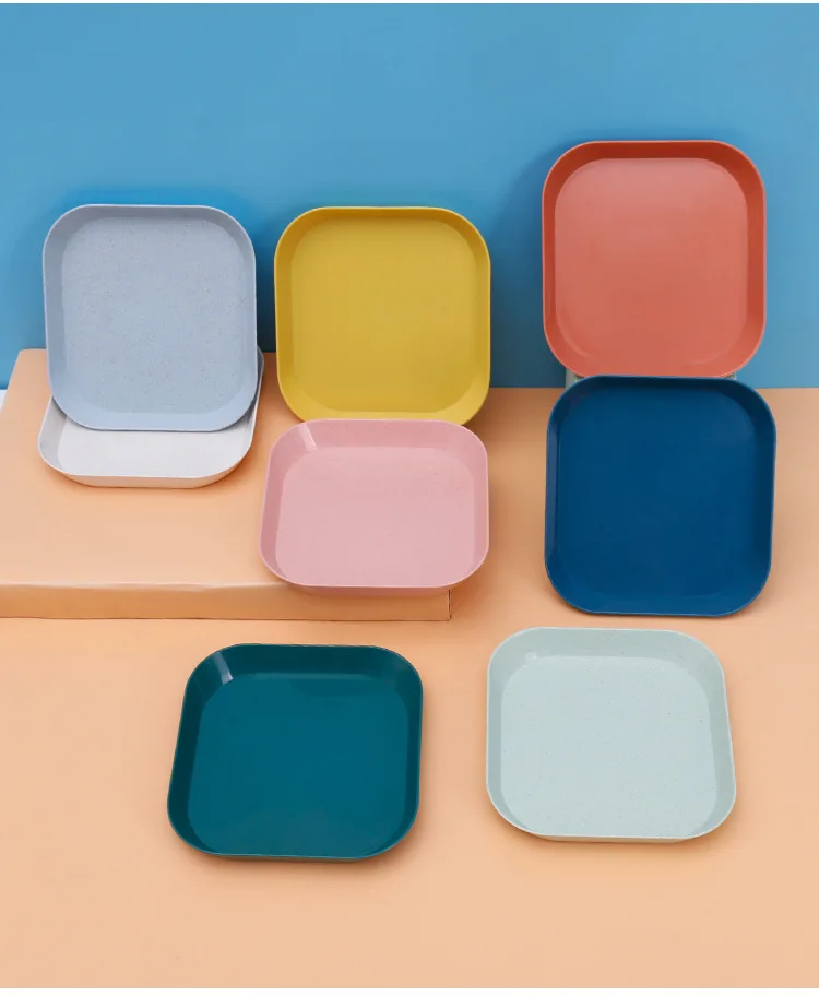 Kitchen table washing restaurant plate dishes food fruit snack dinner plastic unbreakable dishes plates set