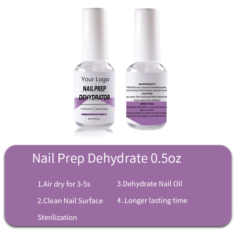2 PCS/Set Bonder Nail Prep Dehydrator and ACID-FREE Primer Acrylic UV Gel Base Coat Air Dry Nail Art Primer