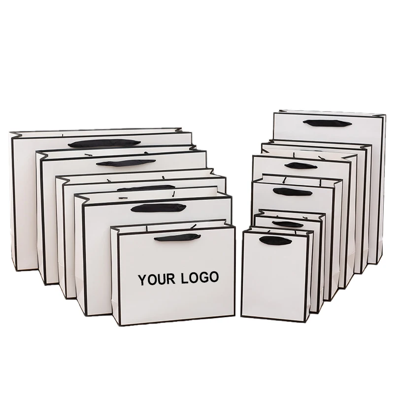 New Gold Black Logo Hot Foiled Stamping Black Matt Kraft Paper Bag With Cotton Rope Handles