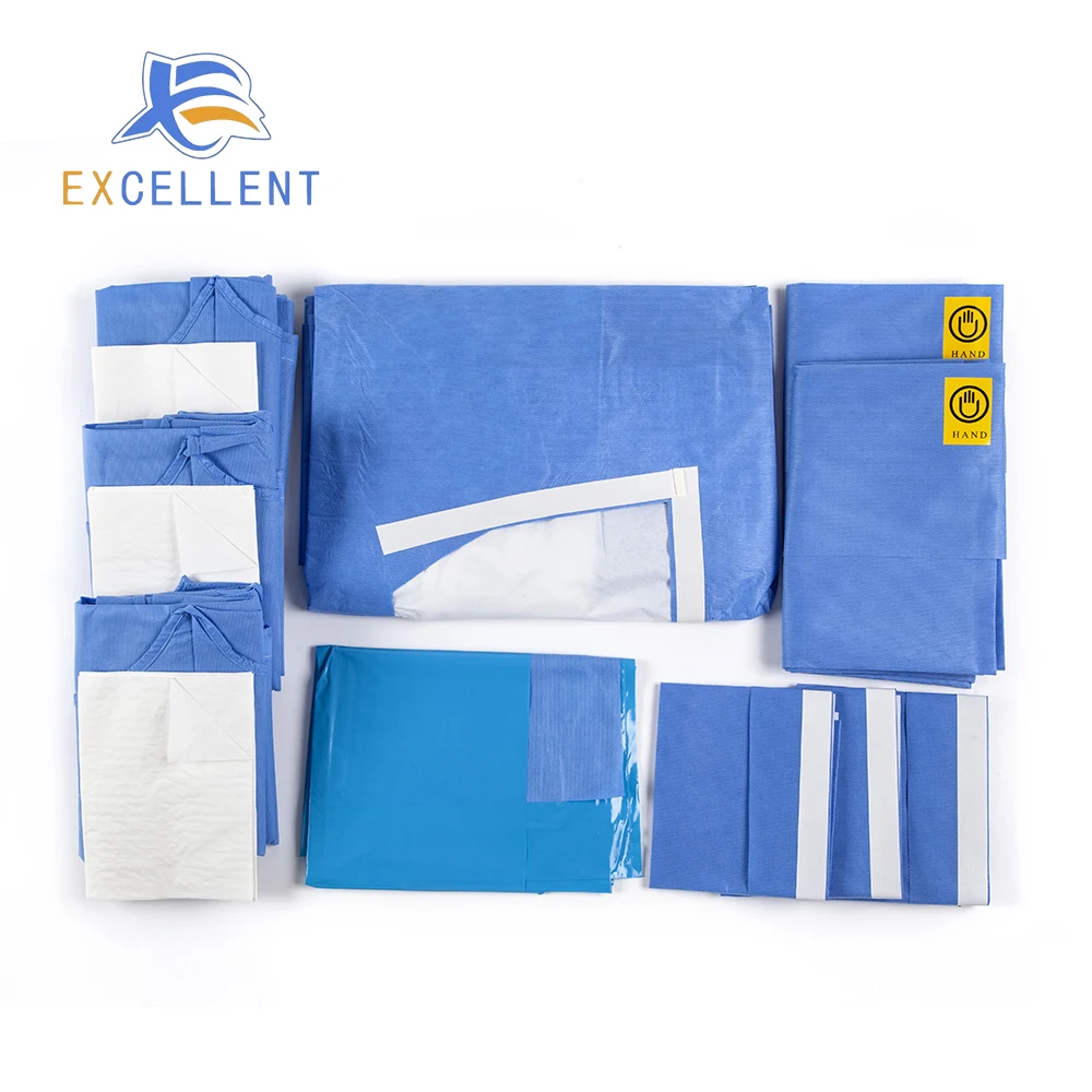 Angiography Drape Set Pack with 2 holes for hospital