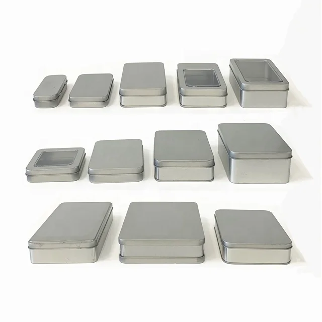 
Small Custom Logo Square Metal Hinge Tea Packing Tin Box Tin Can With Lid  (62471765180)