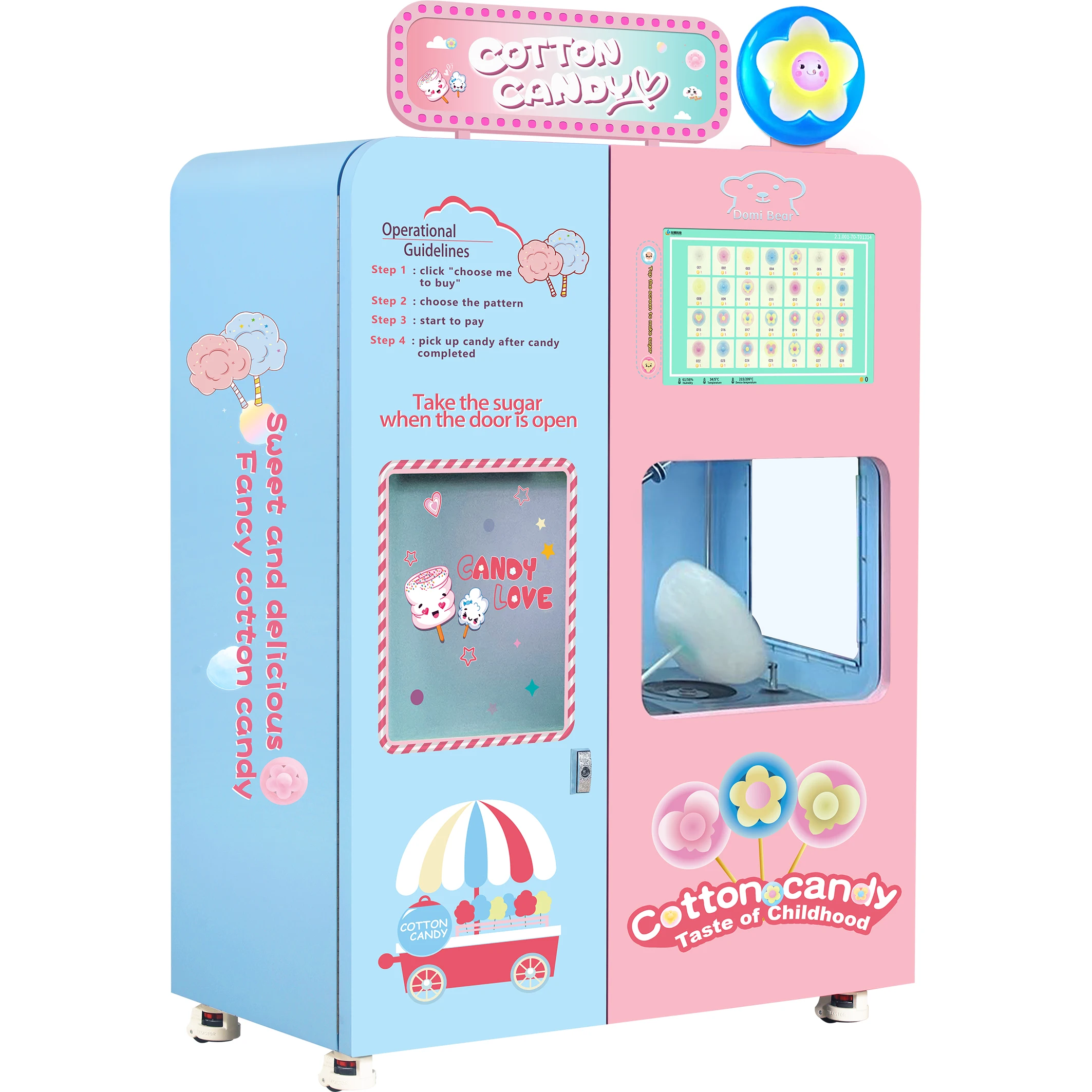 Factory Direct Cotton Candy Vending Machine Support Multi-Language Commercial Cotton Candy vending Machine