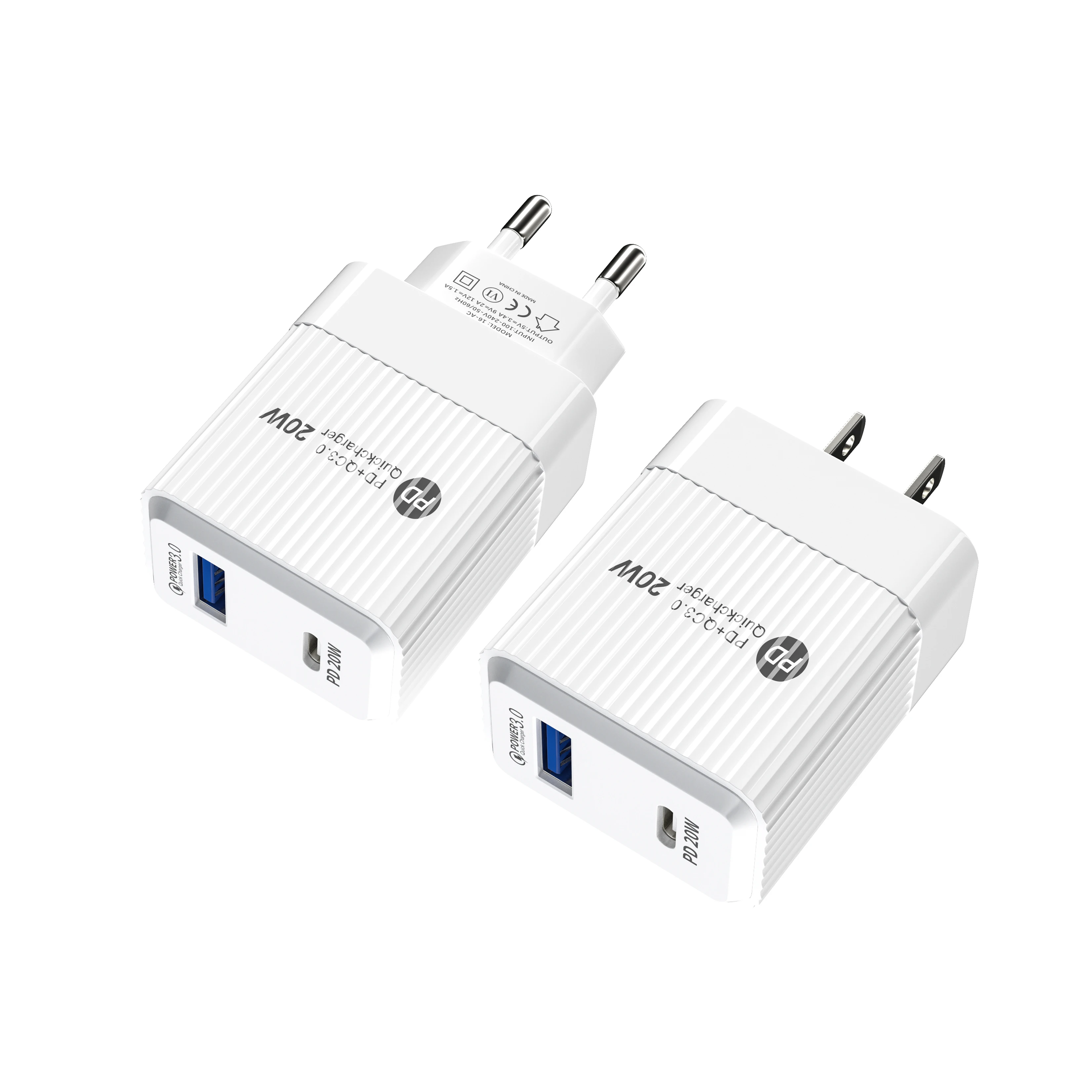 OEM fast charging QC3.0 20W Dual port USB C+A Type C phone Pd wall Charger For Iphone 13 Pro Max