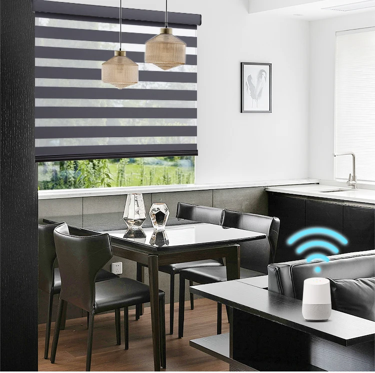 High Quality Tuya Wifi Zigbee Electric Remote control Automatic Smart Home Manual Venetian Windproof Roller Zebra Blinds