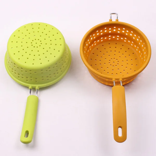 Premium Quality Collapsible Silicone Strainer Folding Colander with Handle Fine Mesh Strainer Kitchen Sieve Fine Mesh