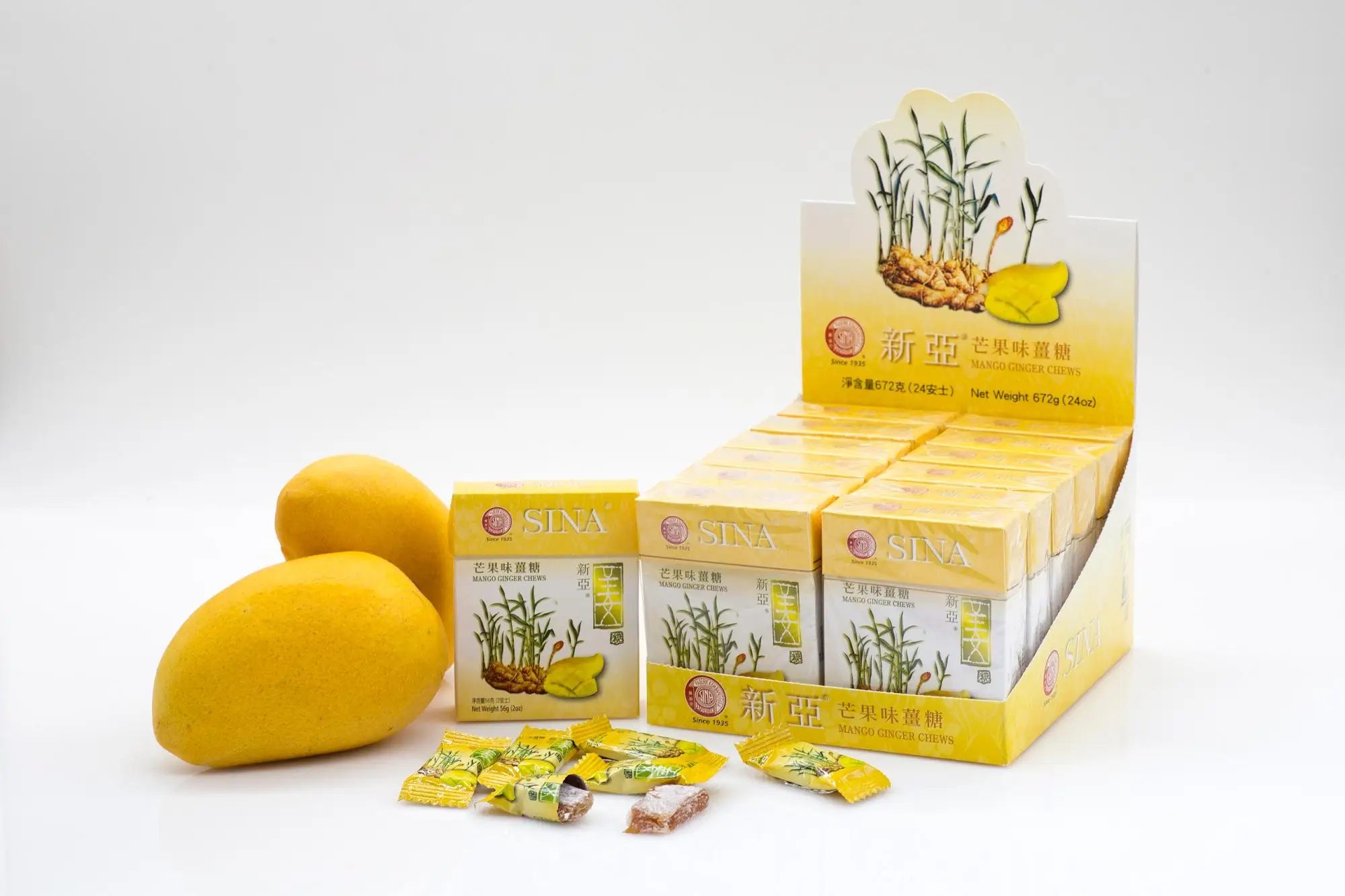 High Quality Delicious Candy Indonesia SINA Mango Flavor Ginger Chews Classic 56g Cigarette Box Packaging